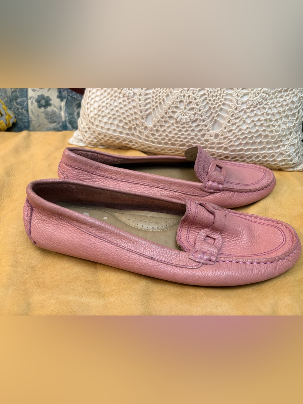 Bass Pink Leather Penny Loafers